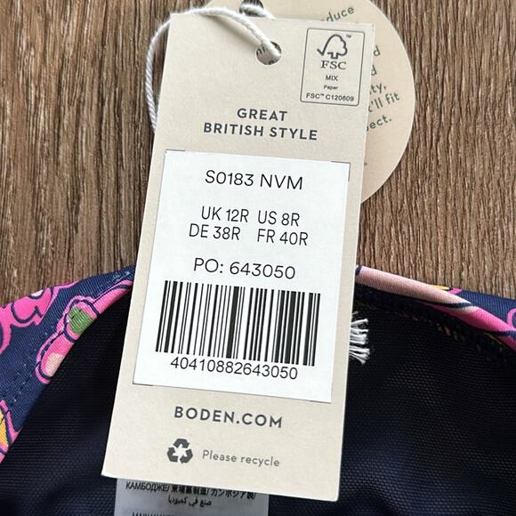 NWT Boden Levanzo Ruched Halter One Piece Swimsuit Paisley Terrace Sz 8 - Picture 5 of 6